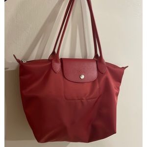 Red Longchamp Le Pliage Original Tote